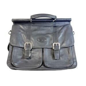 Fossil Genuine Leather Briefcase With Strap Messenger Laptop Bag Black